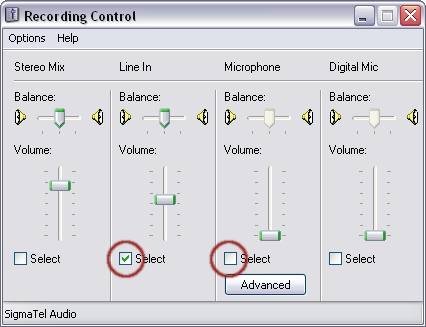 Windows XP - Recording Mixer